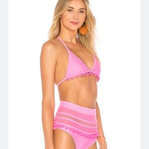 Tularosa revolve swim hot pink Pom Pom bikini swim top size xs
